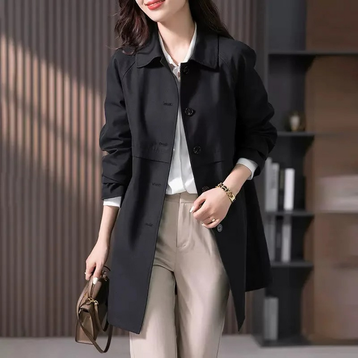 Sarah | Women’s Casual Button Front Long Trench Coat