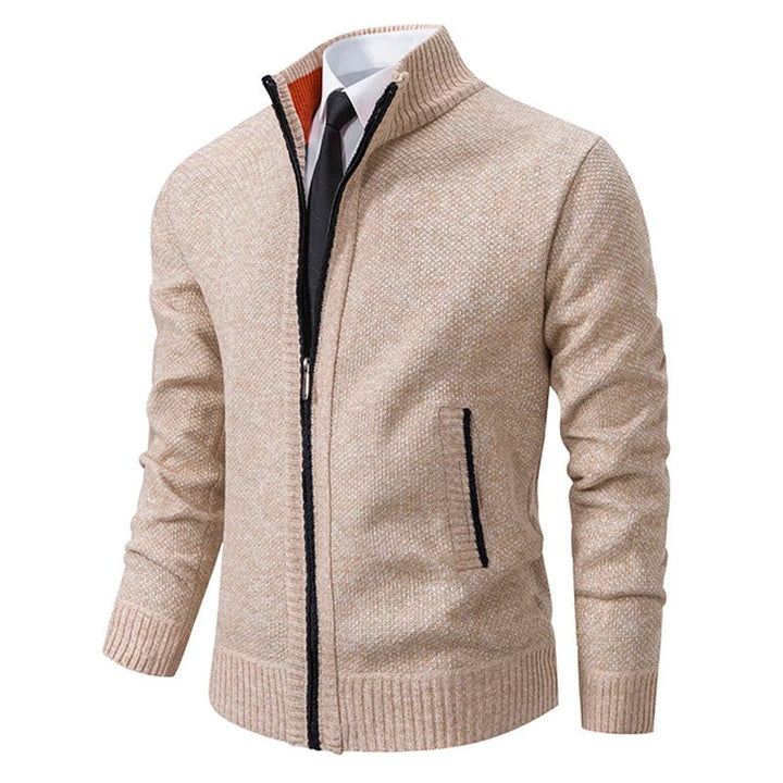 Caleb | Men's Merino Wool Full-Zip Mock Neck Sweater