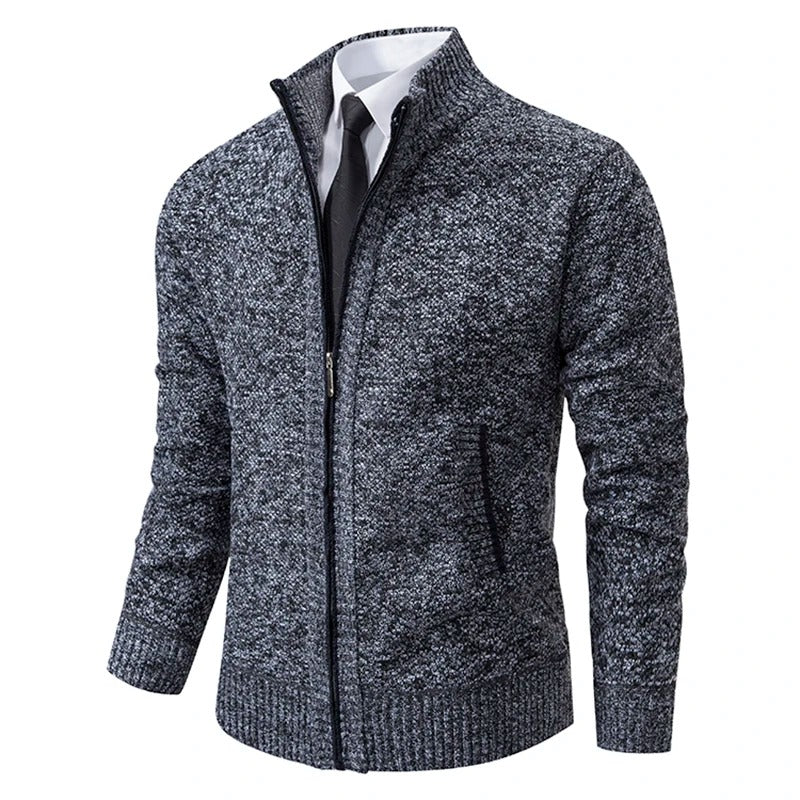 Caleb | Men's Merino Wool Full-Zip Mock Neck Sweater