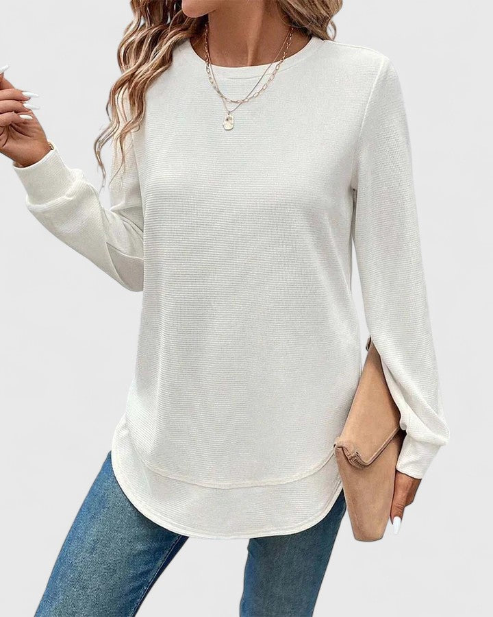 Nadyalyn | Women's Elegant Long-Sleeve Top with Round O-Neck