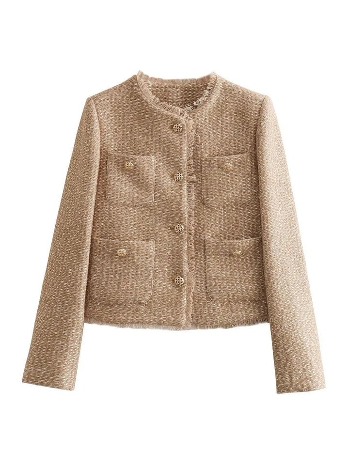 Clara | Short Tweed Blazer Jacket with Buttons for Women