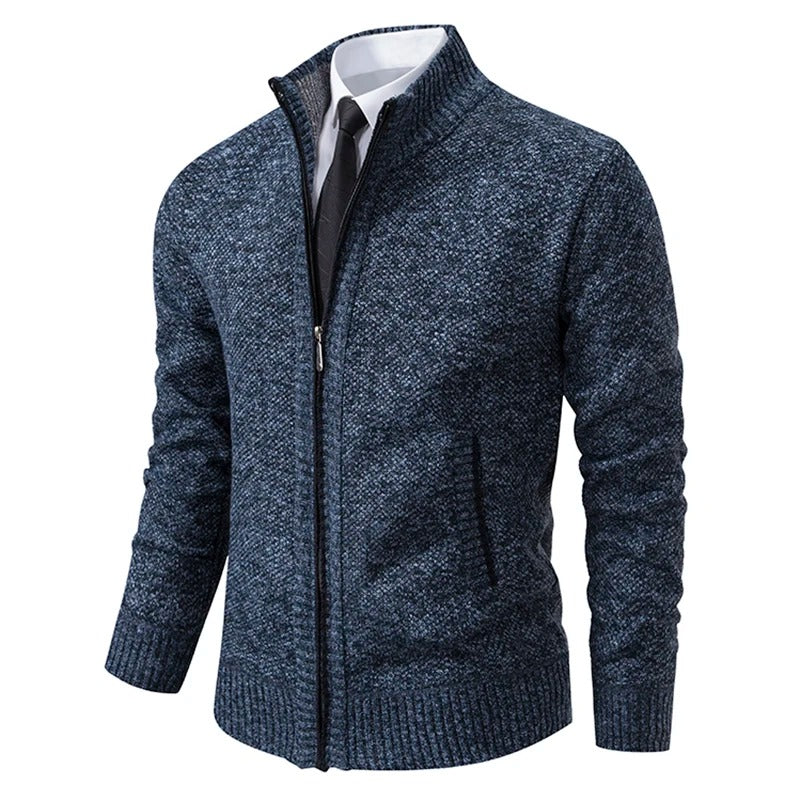 Caleb | Men's Merino Wool Full-Zip Mock Neck Sweater