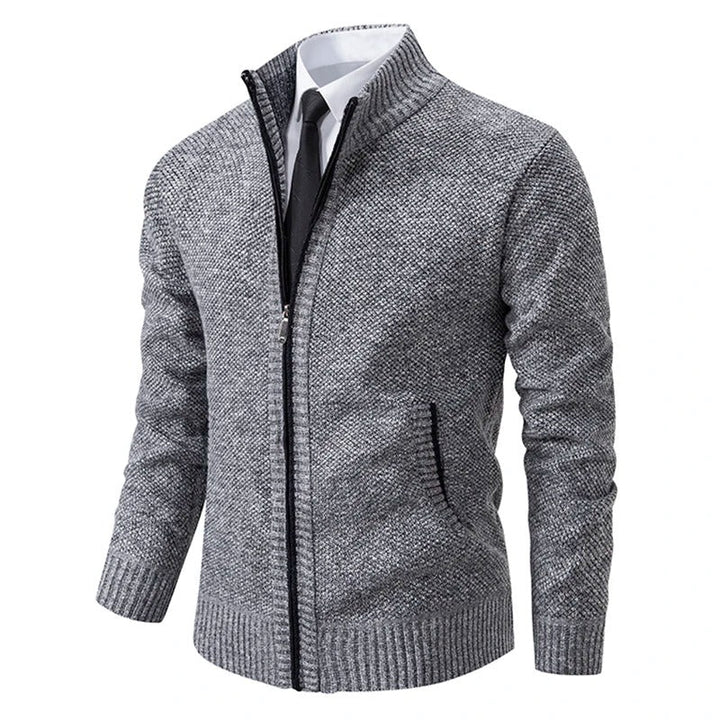 Caleb | Men's Merino Wool Full-Zip Mock Neck Sweater