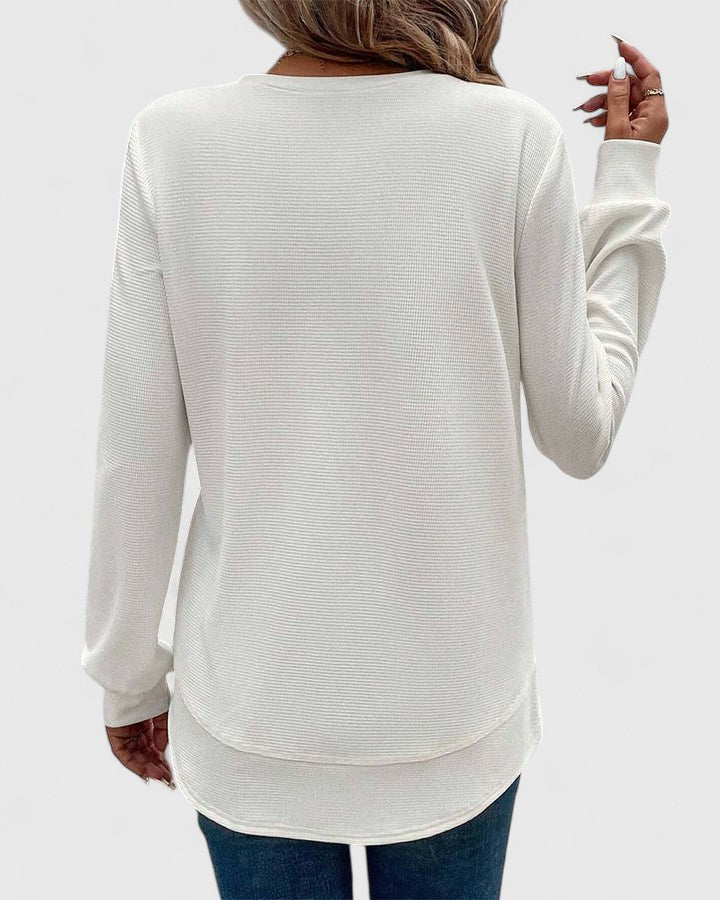 Nadyalyn | Women's Elegant Long-Sleeve Top with Round O-Neck