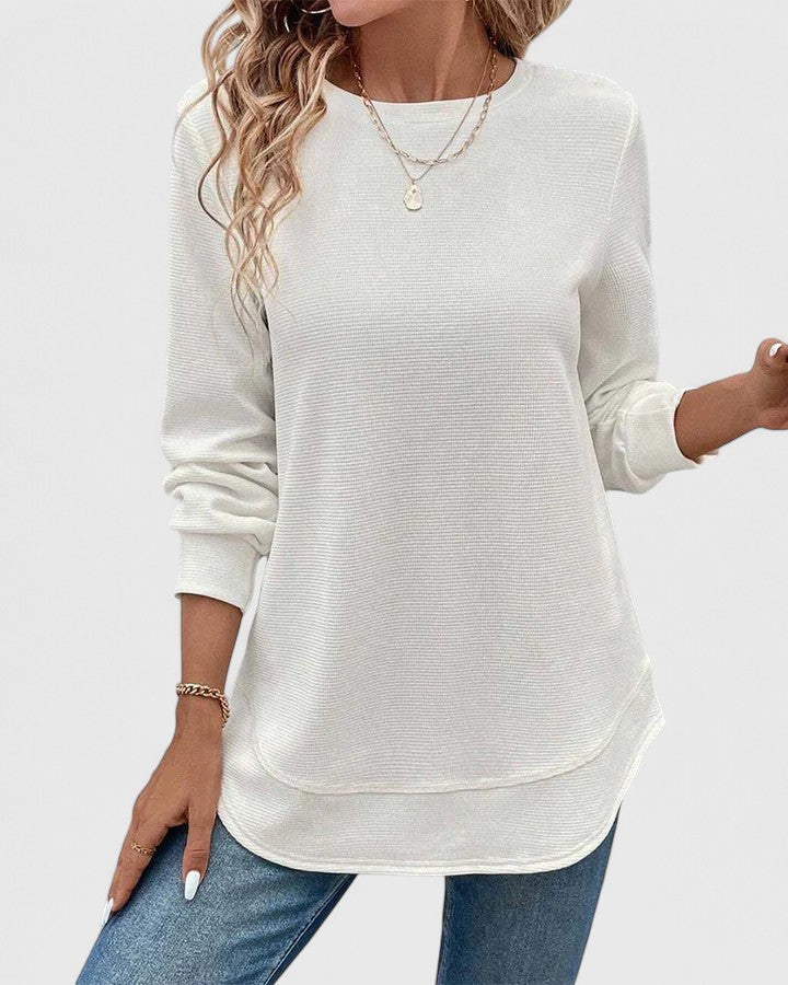Nadyalyn | Women's Elegant Long-Sleeve Top with Round O-Neck