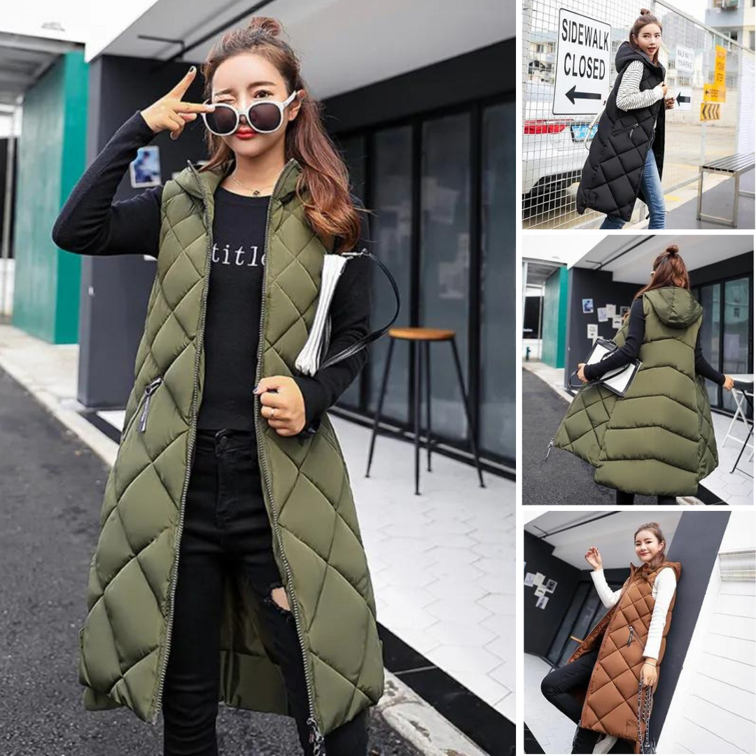 Daisy | Women’s Winter Long Quilted Hooded Vest