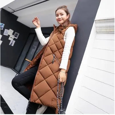 Daisy | Women’s Winter Long Quilted Hooded Vest