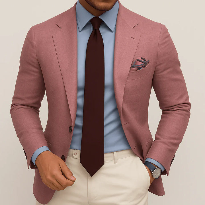 Bradley | Men's Slim Tailored Blue Check Blazer with Notched Lapels