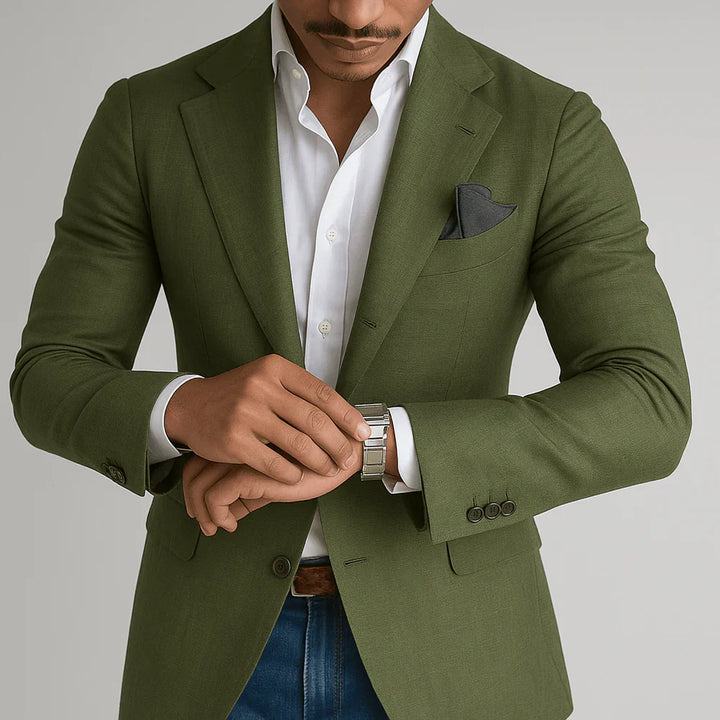 Bradley | Men's Slim Tailored Blue Check Blazer with Notched Lapels