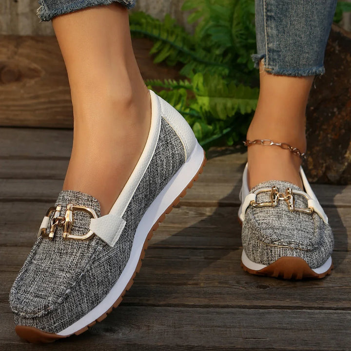 Emma | Women's Flat Loafers Slip-On Buckle Comfort Walking Shoes