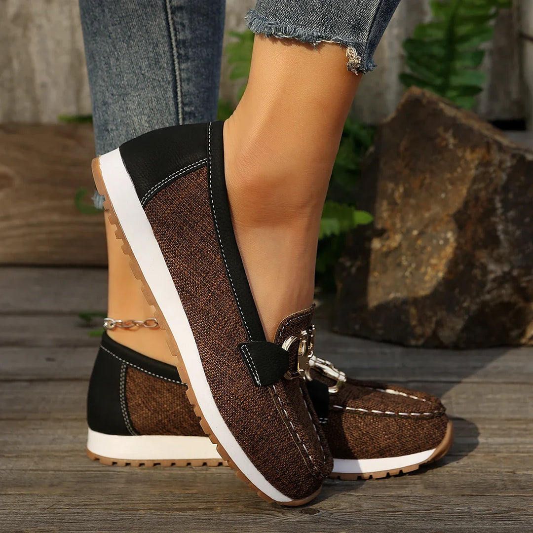 Emma | Women's Flat Loafers Slip-On Buckle Comfort Walking Shoes
