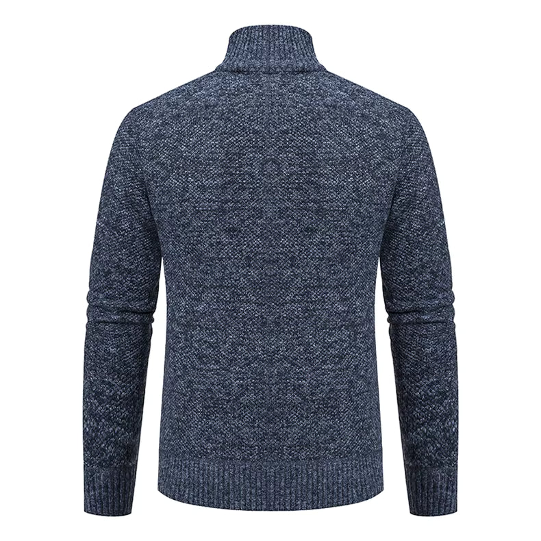 Caleb | Men's Merino Wool Full-Zip Mock Neck Sweater