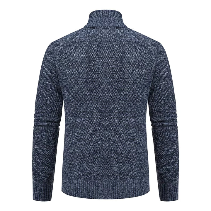 Caleb | Men's Merino Wool Full-Zip Mock Neck Sweater