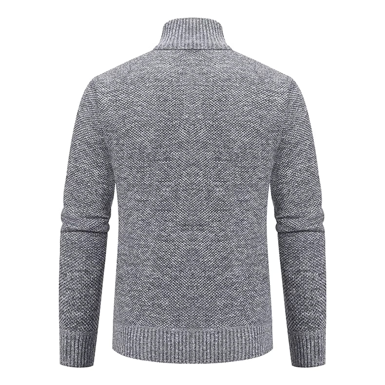 Caleb | Men's Merino Wool Full-Zip Mock Neck Sweater