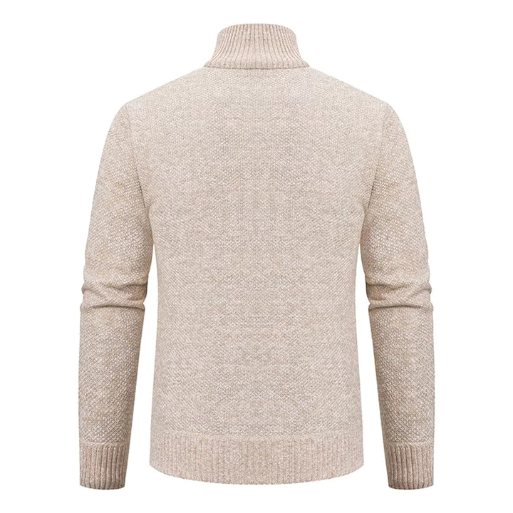 Caleb | Men's Merino Wool Full-Zip Mock Neck Sweater