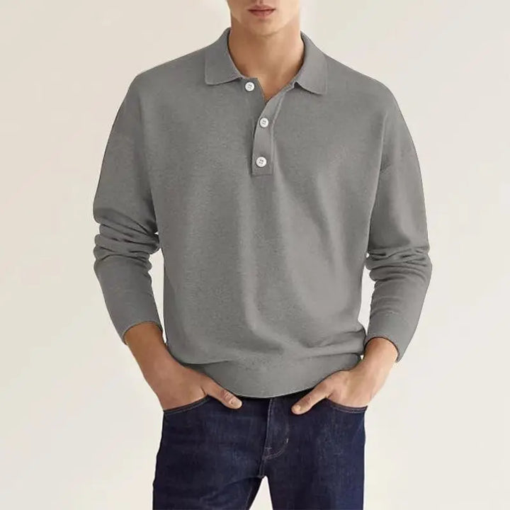 Clyde | Men’s Long Sleeve Casual Knit Polo Shirt