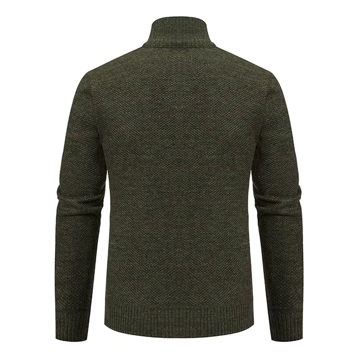 Caleb | Men's Merino Wool Full-Zip Mock Neck Sweater