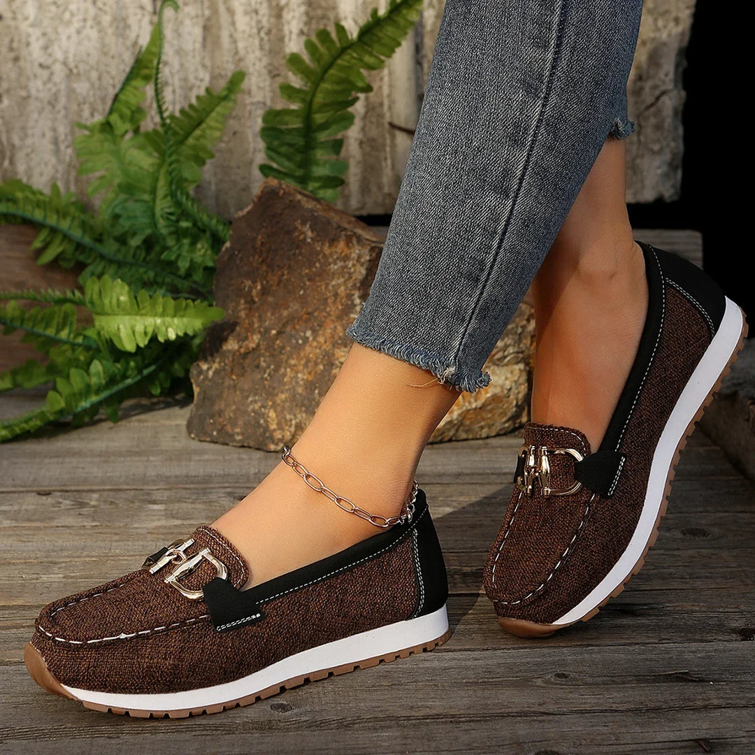 Emma | Women's Flat Loafers Slip-On Buckle Comfort Walking Shoes