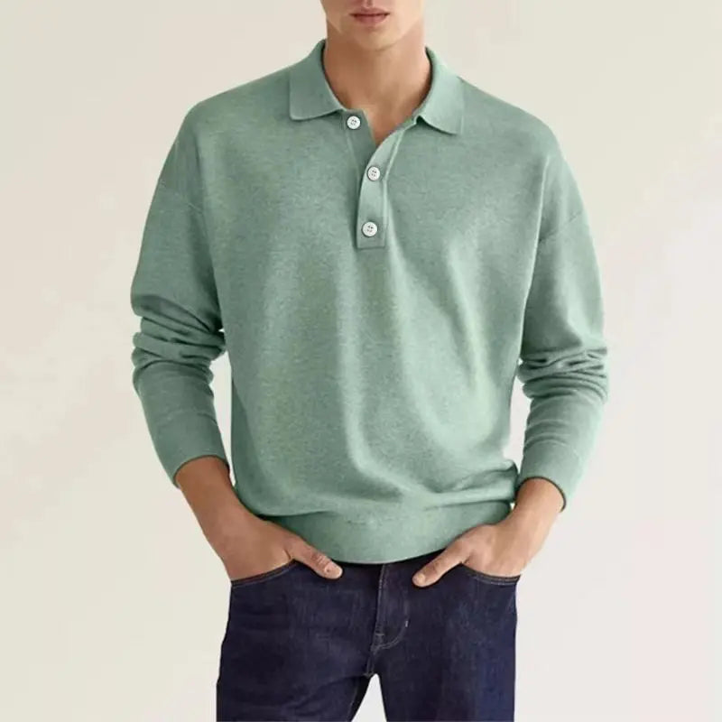 Clyde | Men’s Long Sleeve Casual Knit Polo Shirt