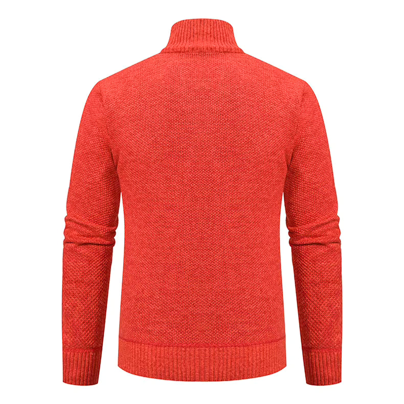 Caleb | Men's Merino Wool Full-Zip Mock Neck Sweater