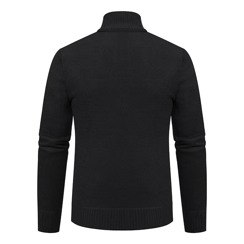 Caleb | Men's Merino Wool Full-Zip Mock Neck Sweater