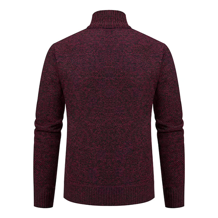 Caleb | Men's Merino Wool Full-Zip Mock Neck Sweater
