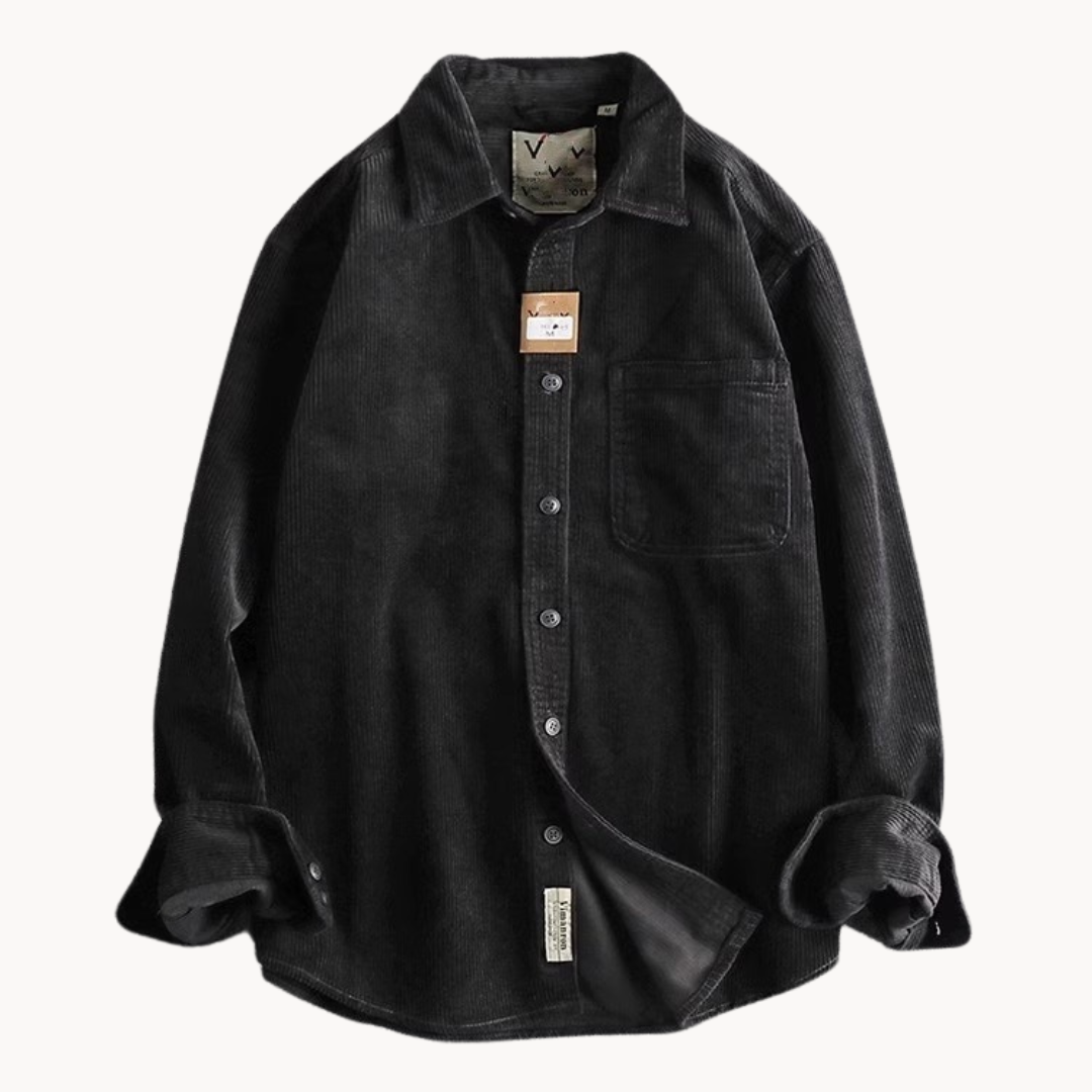 Zach | Men’s Casual Brown Corduroy Long Sleeve Shirt