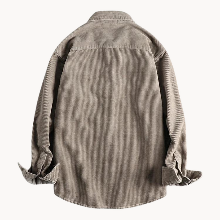 Zach | Men’s Casual Brown Corduroy Long Sleeve Shirt
