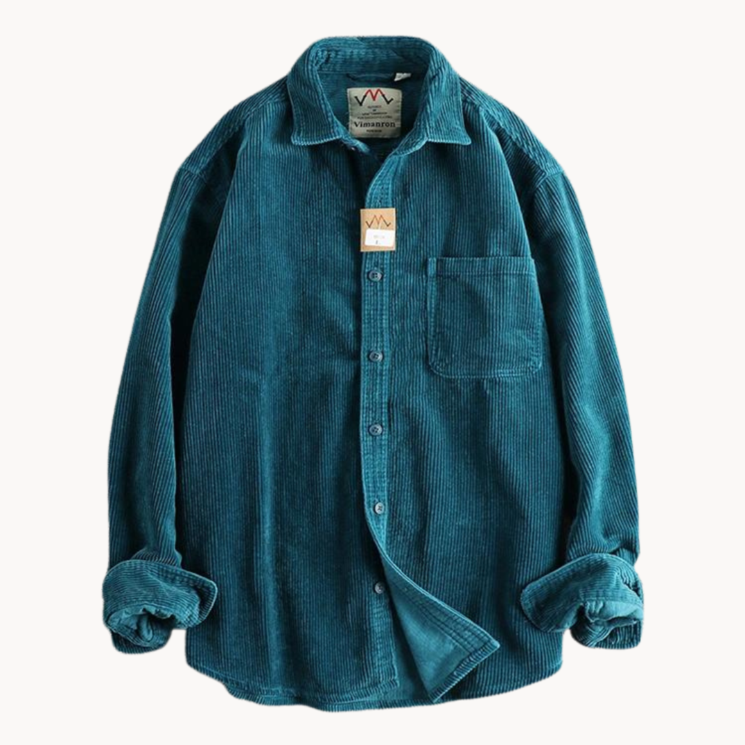 Zach | Men’s Casual Brown Corduroy Long Sleeve Shirt