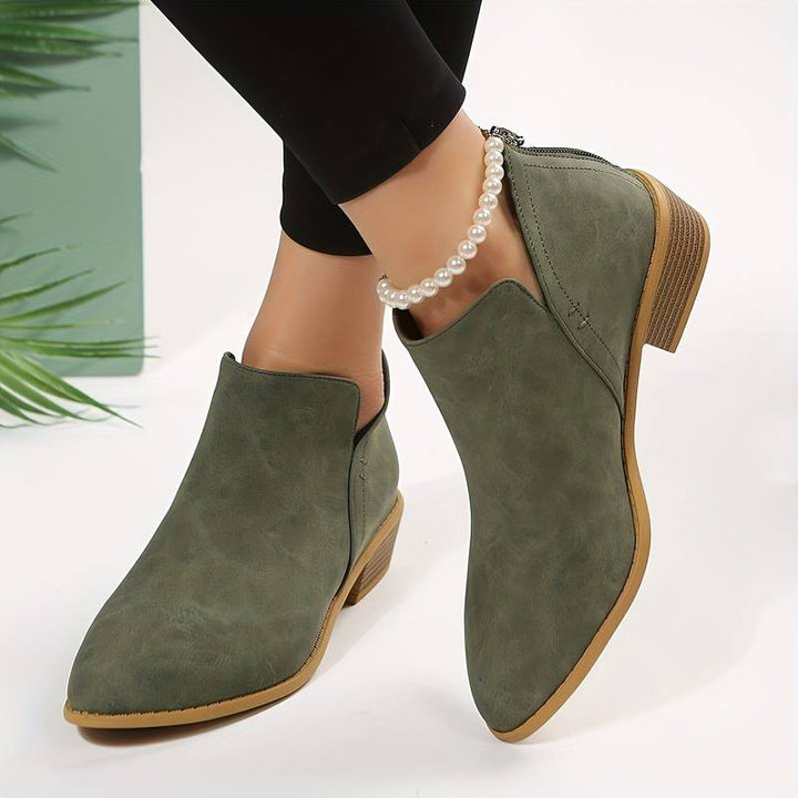 Caroline | Women’s Casual Low Heel Slip-On Boots