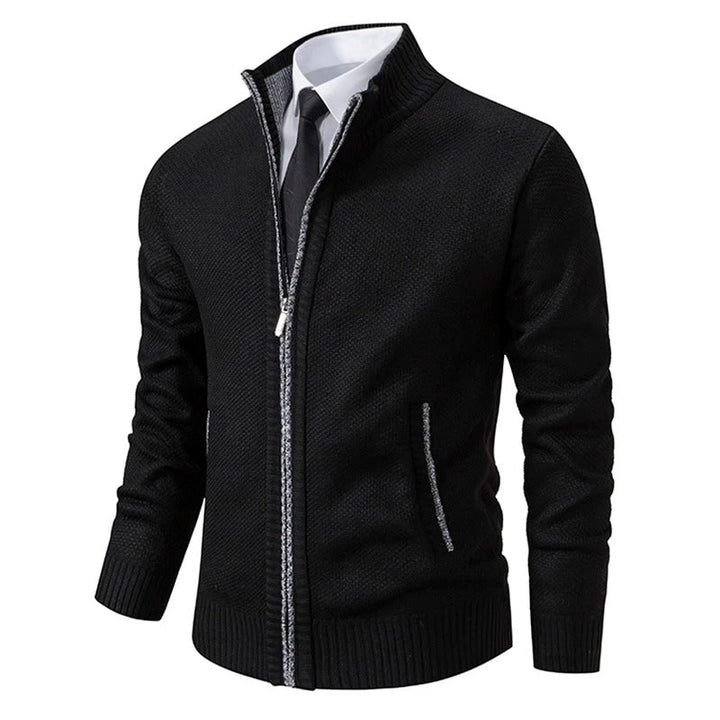 Caleb | Men's Merino Wool Full-Zip Mock Neck Sweater