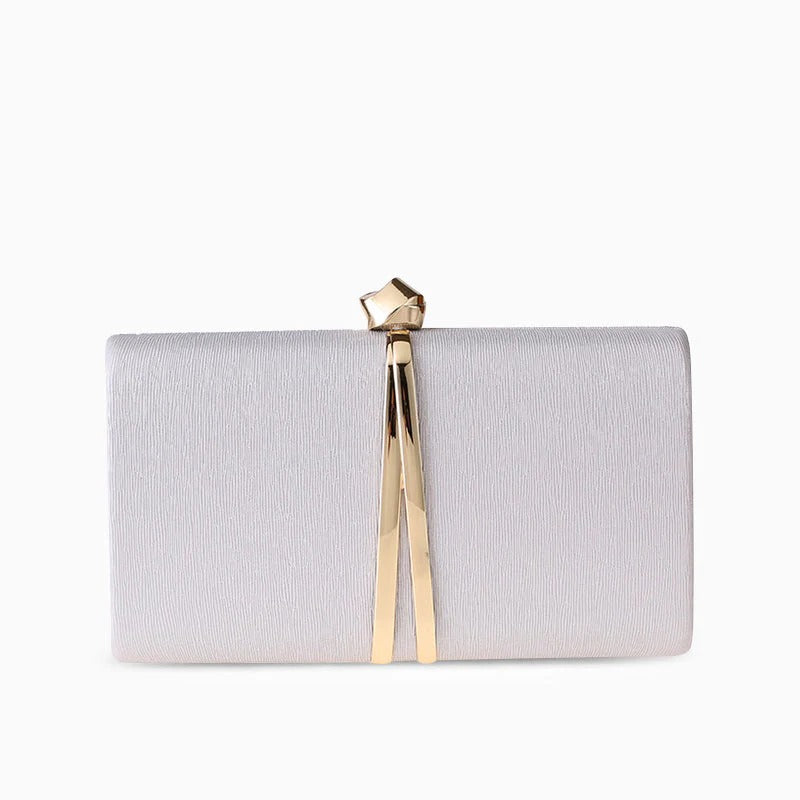 Vivian | Women's Structured Metallic Accent Clutch with Removable Chain Strap