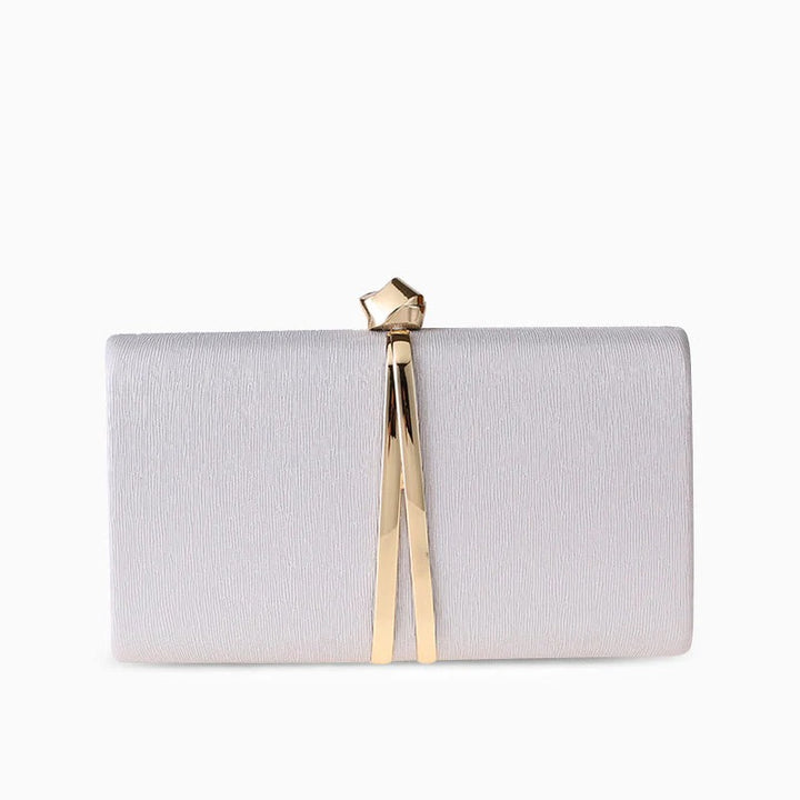 Vivian | Women's Structured Metallic Accent Clutch with Removable Chain Strap