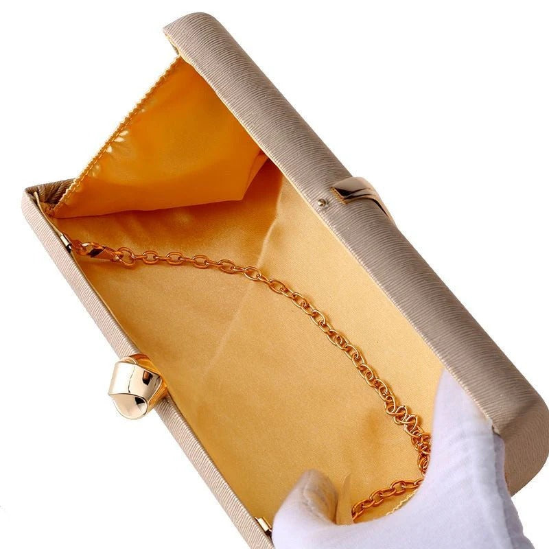 Vivian | Women's Structured Metallic Accent Clutch with Removable Chain Strap