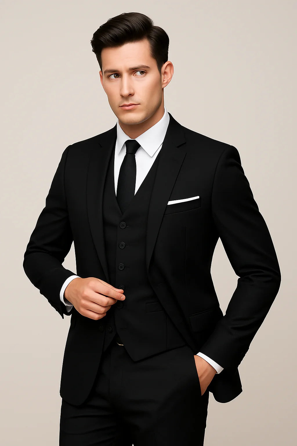 Vail | Men's Slim-Fit Three-Piece Suit with Notch Lapels