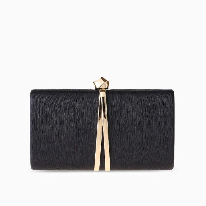 Vivian | Women's Structured Metallic Accent Clutch with Removable Chain Strap