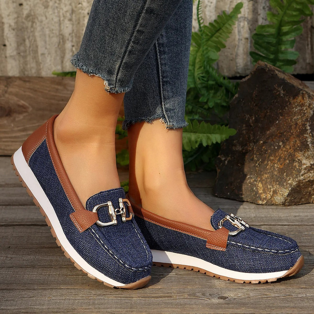 Emma | Women's Flat Loafers Slip-On Buckle Comfort Walking Shoes