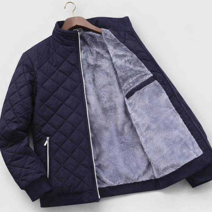 Men's Diamond-Quilted Fleece-Lined Full-Zip Winter Jacket