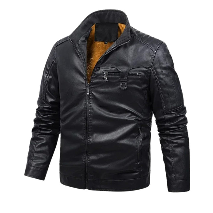 Men's Fleece-Lined Faux Leather Flight Bomber Jacket