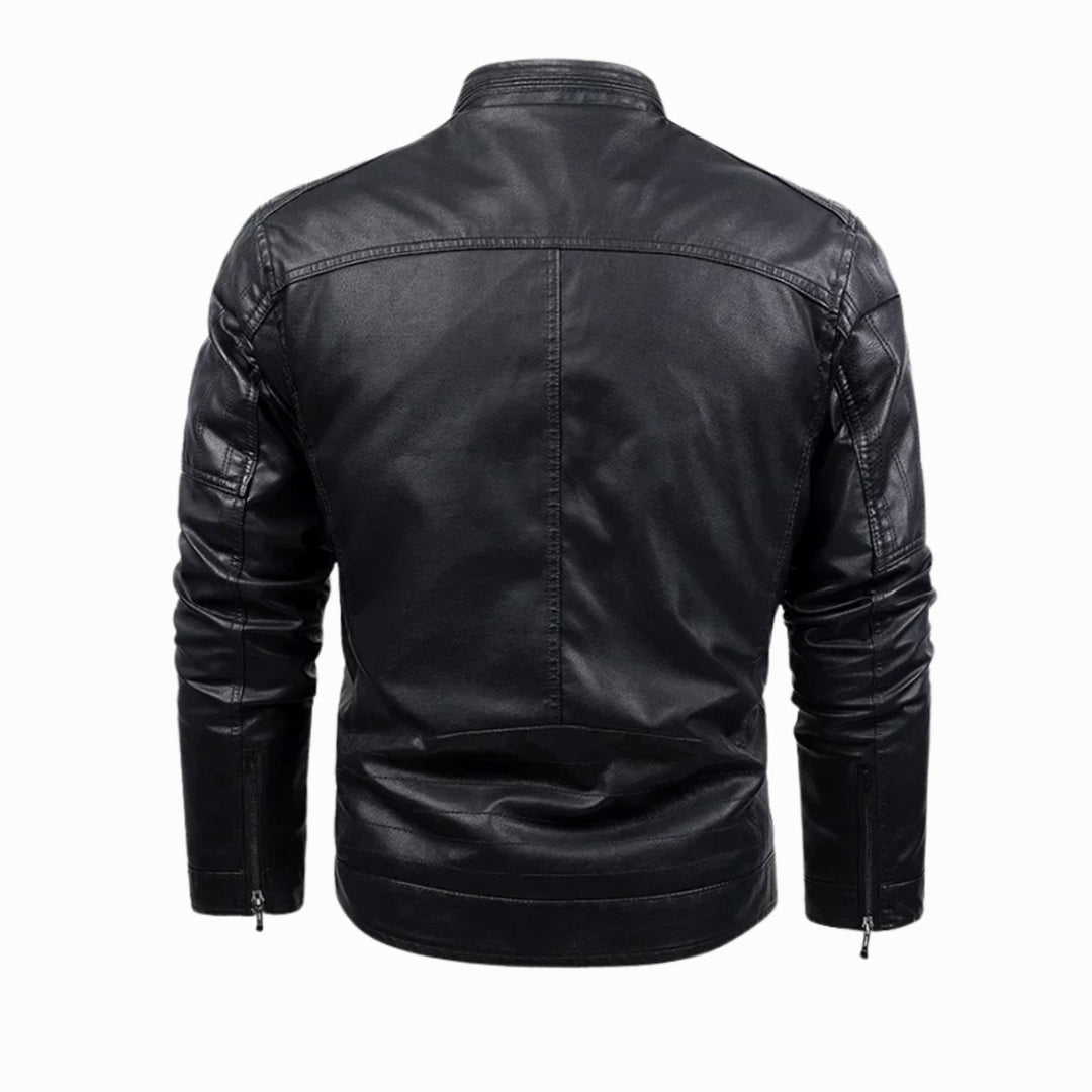 Men's Fleece-Lined Faux Leather Flight Bomber Jacket
