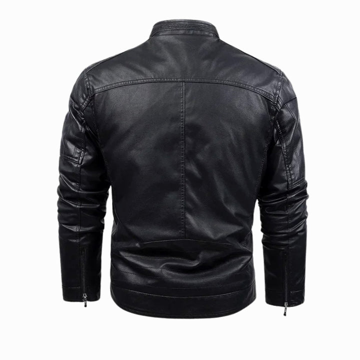 Men's Fleece-Lined Faux Leather Flight Bomber Jacket