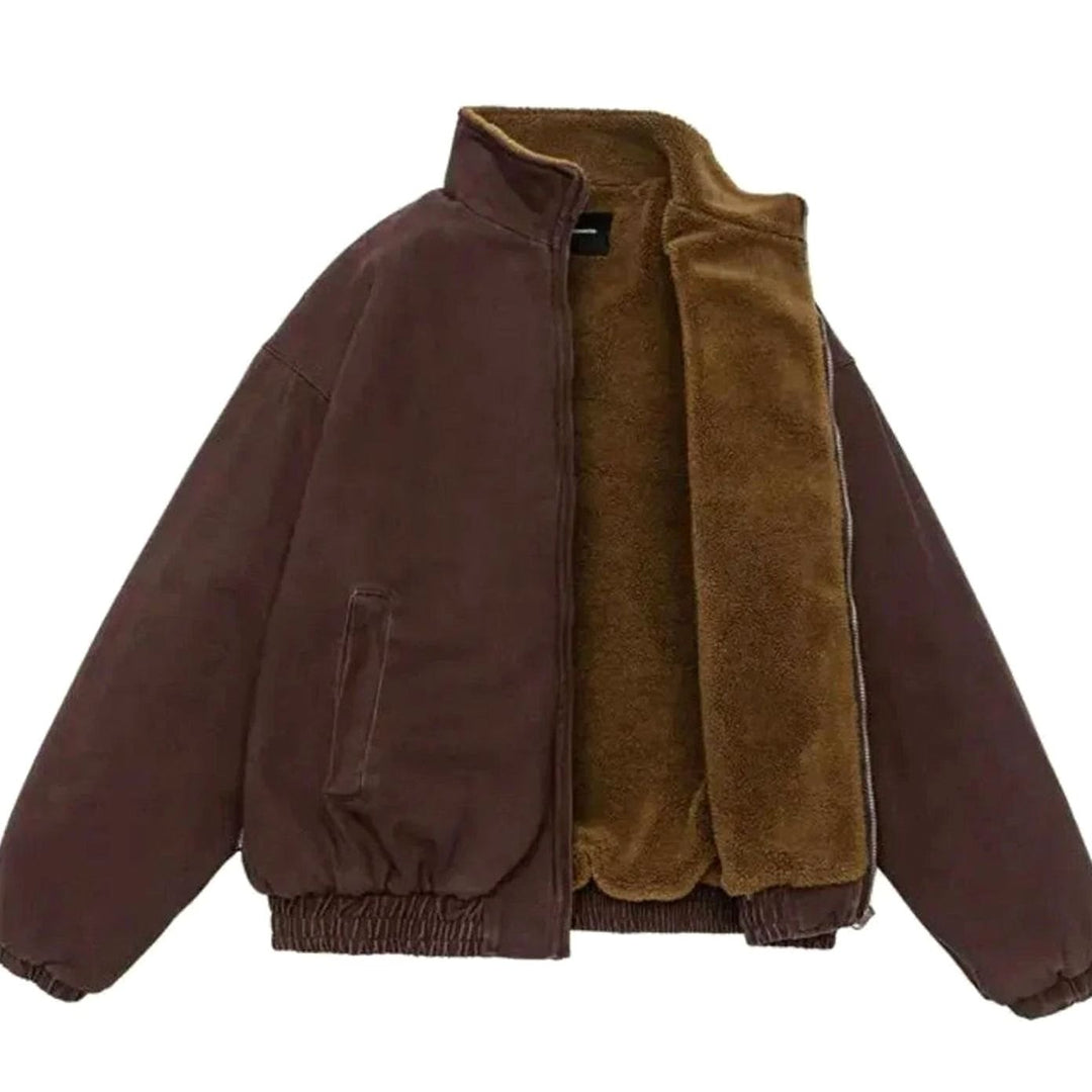 Men's Fleece-Lined Full-Zip Padded Winter Bomber Jacket