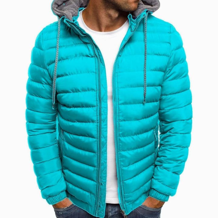 Men's Lightweight Hooded Quilted Puffer Jacket Thermal Insulated - Lake Blue