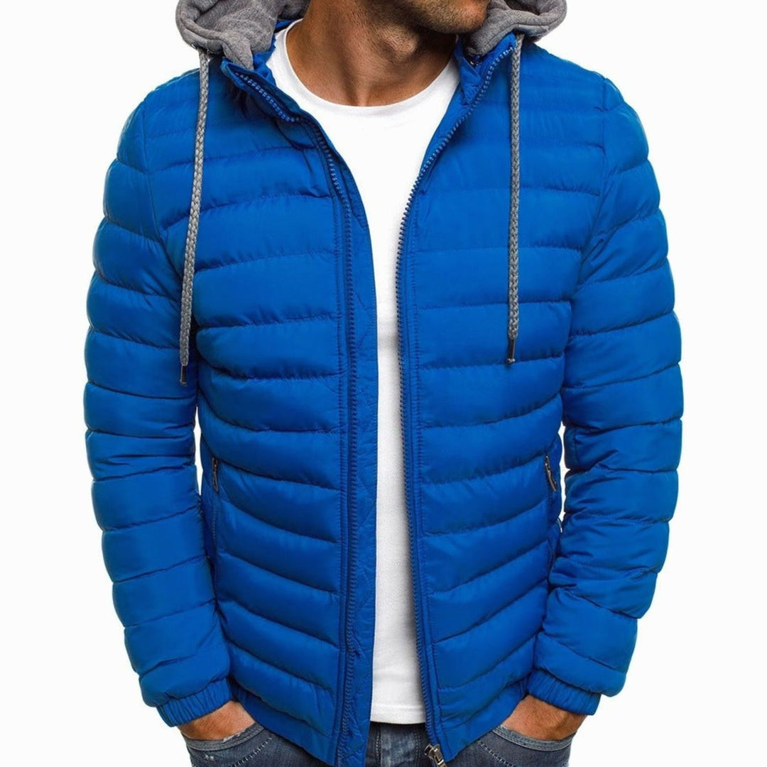 Men's Lightweight Hooded Quilted Puffer Jacket Thermal Insulated - Royal Blue