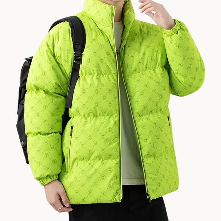 Men's Logo-Print Insulated Stand-Collar Puffer Jacket - Green