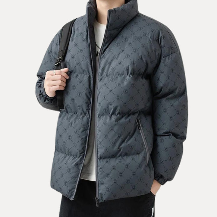 Men's Logo-Print Insulated Stand-Collar Puffer Jacket