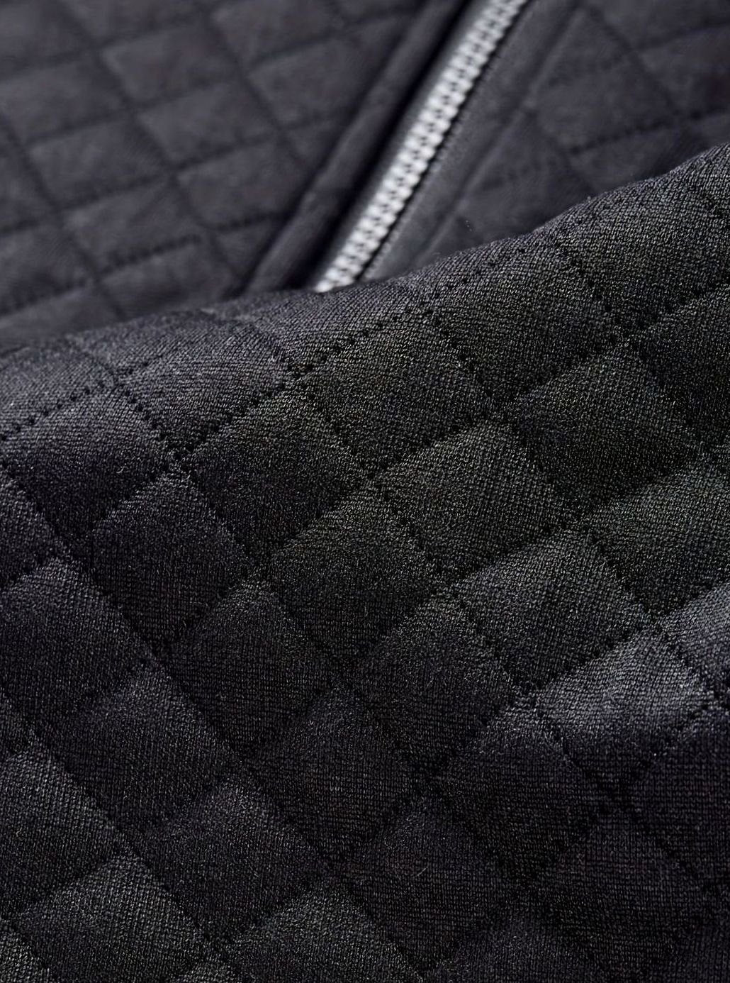 Men's Quilted Diamond Zip-Up Bomber Jacket
