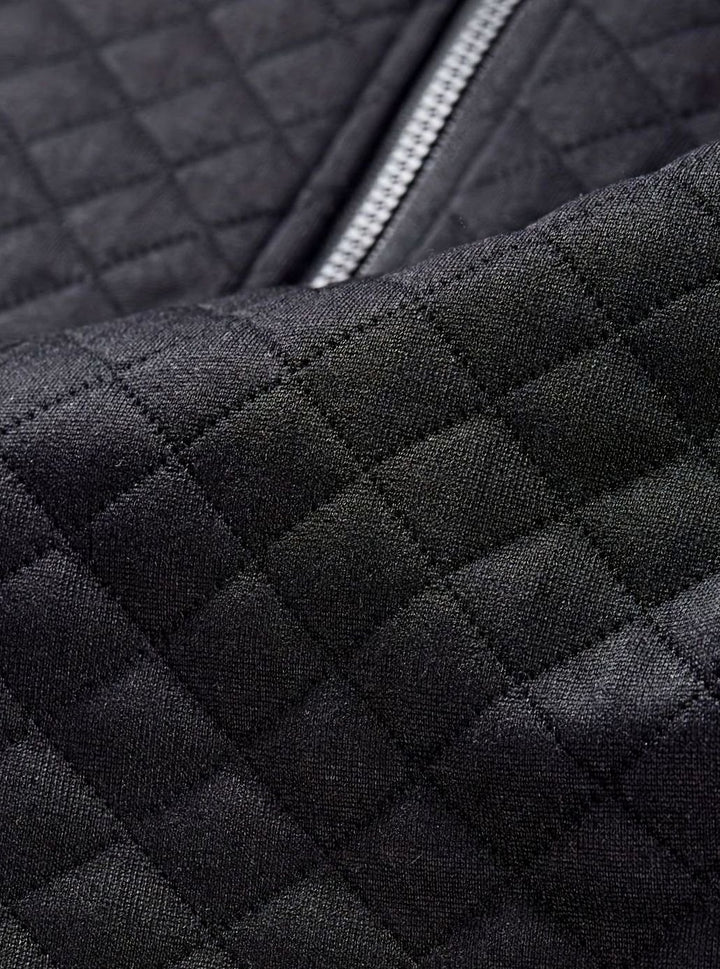 Men's Quilted Diamond Zip-Up Bomber Jacket