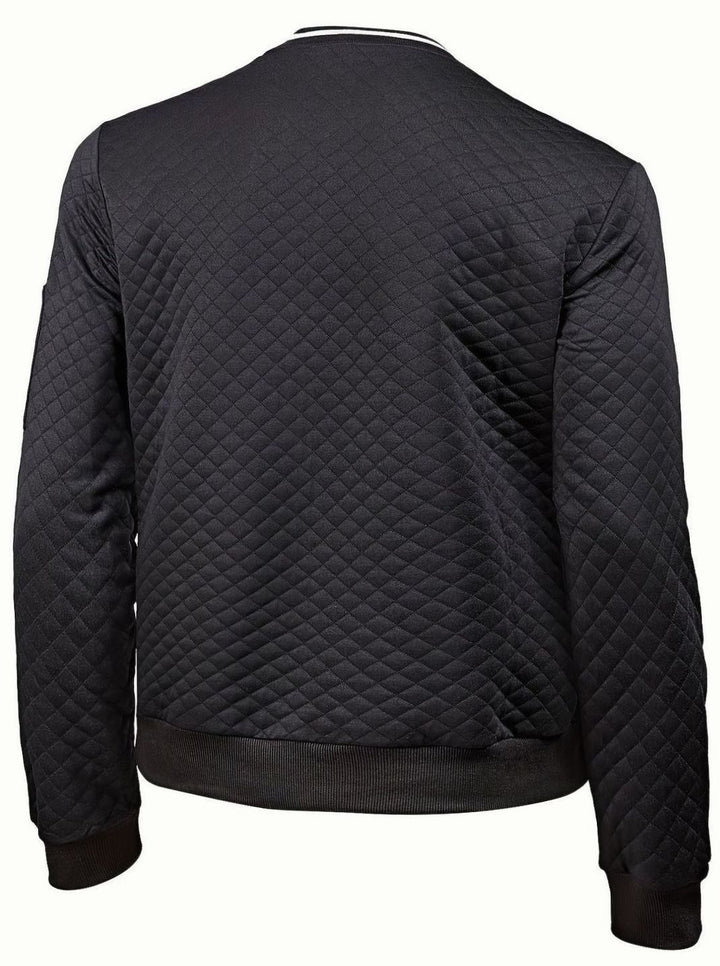 Men's Quilted Diamond Zip-Up Bomber Jacket