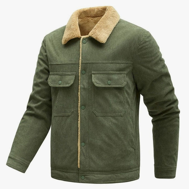 Men's Sherpa-Lined Corduroy Button-Front Jacket Chest Pockets